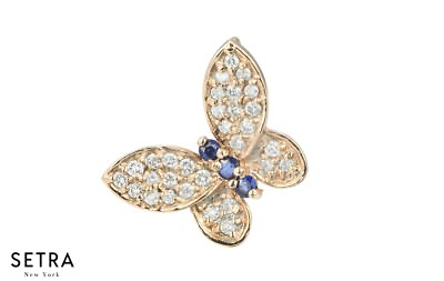 #ad Butterfly Round Cut Diamonds amp; Sapphire Fine Rose 14k Gold Pendant $899.00