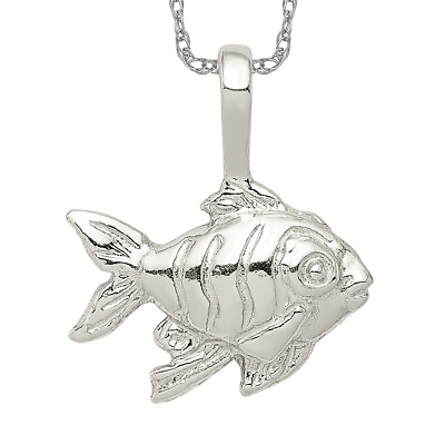 #ad 925 Sterling Silver Fish Necklace Charm Pendant $62.00