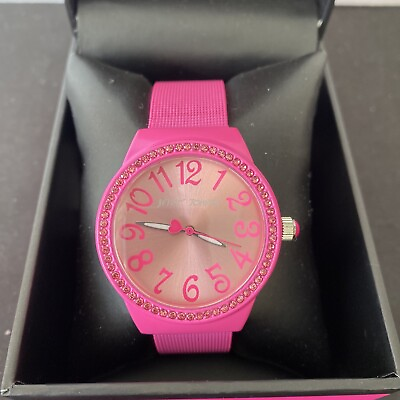 #ad Betsey Johnson Rhinestone Bezel Hot Pink Watch NEW $29.99