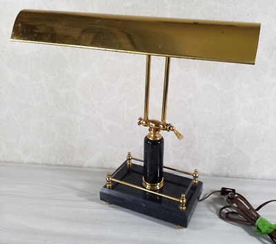 #ad Antique House of Troy Brass Black Marble Base Electric Desk Lamp $175.00