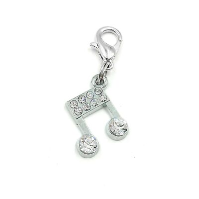 #ad Musical Note pendant Clip On Charm w Lobster Clasp fits Link Chain C184 $3.55