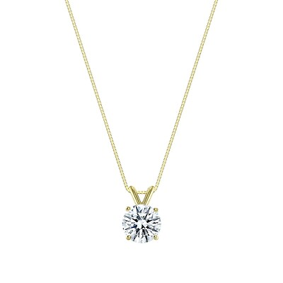 #ad 1 Ct Round Lab Created Grown Diamond Pendant Necklace 14K Yellow Gold E VVS 18quot; $499.99