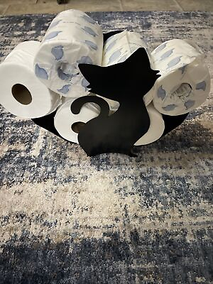 #ad Quirky Black Cat Metal Toilet Tissue Holder Versatile Animal Inspired Paper ... $35.99