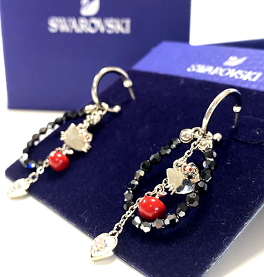 #ad Swarovski Sanrio Hello Kitty earrings sway apple heart Black Red With outer box $108.00