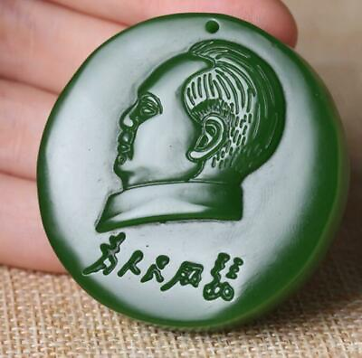 #ad Chinese Emperor jade Pendant Natural jade Amulet Hand engraving emblem Lucky $7.59