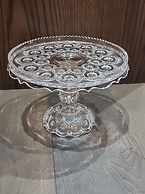 #ad EAPG Pressed Pattern Glass Adams Palace Moon Stars Antique Pedestal Cake Stand C $67.80
