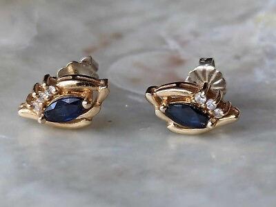 #ad Genuine 14k Sapphire Earrings Pre owned Excellent $139.00
