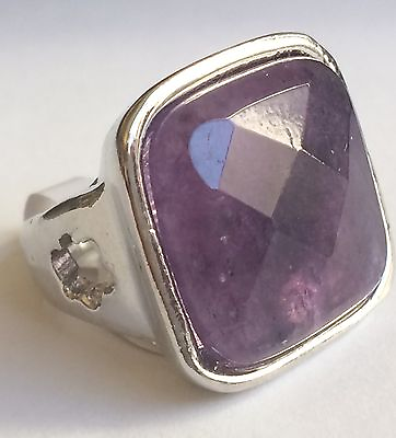 #ad Purple Amethyst Cocktail Ring Size 5 6 7 8 9 10 Natural Stone Silver Plated $9.99