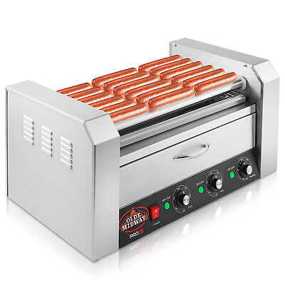 #ad Commercial Electric 18 Hot Dog 7 Roller Grill Cooker Machine with Bun Warmer $199.99