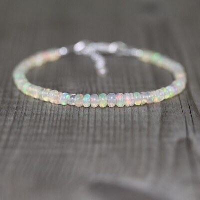#ad Natural White Opal Stone Dainty Bracelet Healing Crystal Bracelet Minimalist $13.90