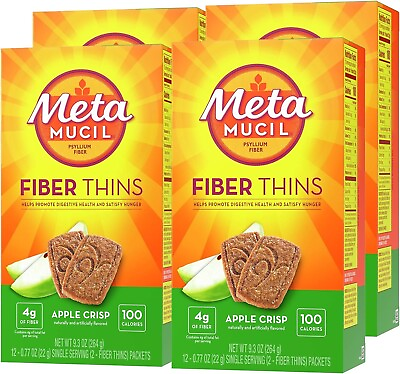 #ad Metamucil Fiber Thins Digestive Health Apple Crisp Flavor 12 Ct Pack of 4 $29.99