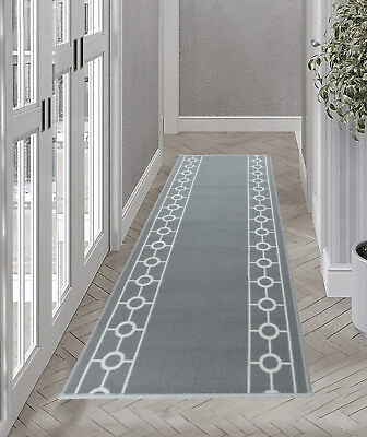 #ad Custom Size Grey Design Hallway Slip Resistant Runner Rug 26quot; 31quot; 36quot; Width $53.99