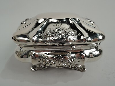 #ad Antique Box Biedermeier Keepsake Casket European Silver C 1840 $945.00