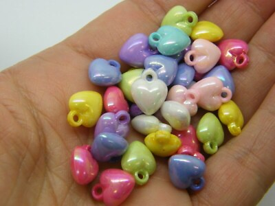 #ad 50 Heart charms random mixed AB acrylic H143 SALE 50% OFF $3.00