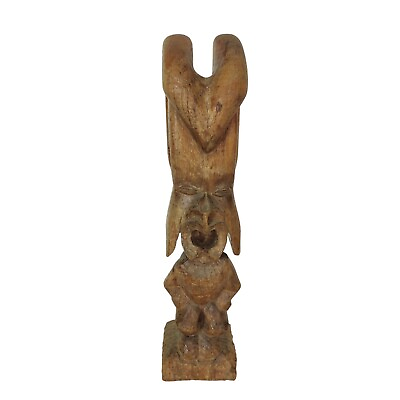 #ad Primitive Koa Carved Wood Vintage 1950s Hawaii Tiki God Statue Figurine 13quot; $285.00