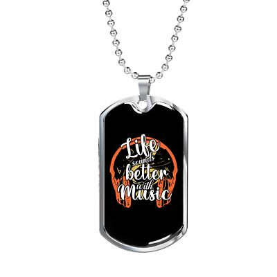#ad Musician Necklace Life Sounds Better Necklace Stainless Steel or 18k Gold Dog T $64.95