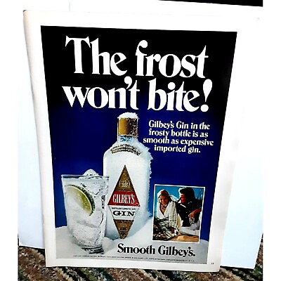 #ad 1976 Gilbeys Gin Frosted Bottle Original Ad Vintage $6.99