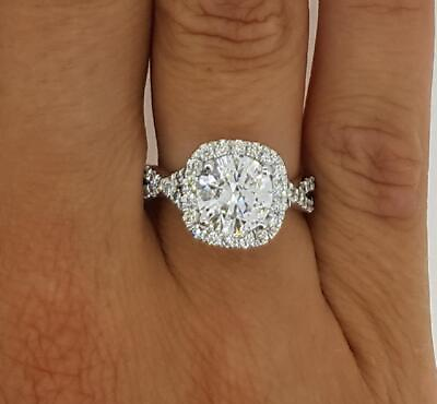 #ad 2 Ct Halo Pave Infinity Round Cut Diamond Engagement Ring I1 H Treated $1267.20