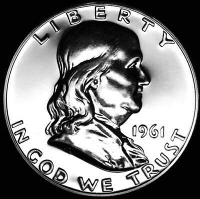#ad 1961 SILVER Franklin Half Dollar Choice Proof 90% Silver 50c Low Daily Shippin $29.95