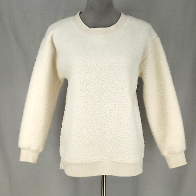 #ad Loft Ivory Sherpa Sweatshirt Top Size SP Petite PS New Long Sleeve Nwt $24.98