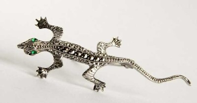 #ad Vintage Germany Brooch Pins Salamander Sterling Silver 835 Marcasite Jewelry 2.5 $210.00