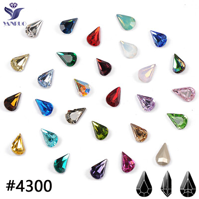 #ad Colorful Pear Shape Crystal Material 3D Nail Art Rhinestones Pointback Stones $5.49