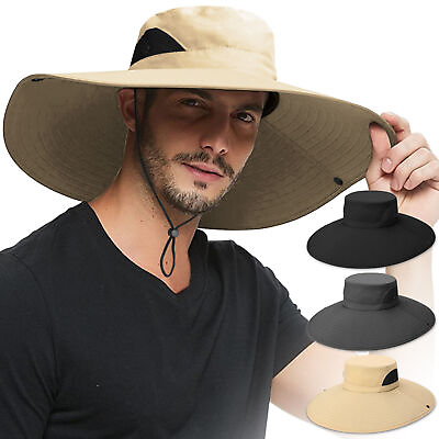 #ad Wide Brim Sun Hat UV Protection Bucket Cap For Hiking Camping Fishing Safari Men $10.59