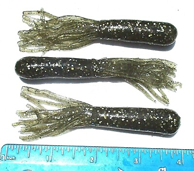 #ad 10ct SMOKE SILVER amp; GOLD 4quot; SALTY TUBES Tube baits Bass Fishing Lures Tube Lures $5.99