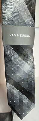 #ad Van Heusen Tie Mens Shades Of Black amp; Grey Diagonal StripedNWTs Classic Stunning $25.00