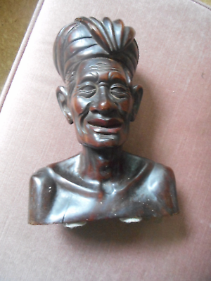 #ad ESTATE SALE antique carved Asian men head $65.00