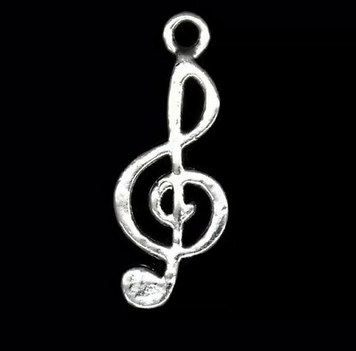 #ad 10 pcs Music Musical Note Tibetan Silver charms 0.98quot;×0.39quot; New $4.89