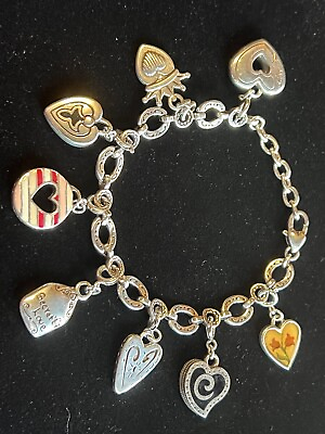 #ad Brighton Heart Charm Bracelet 8 Charms Silver Plate $22.50
