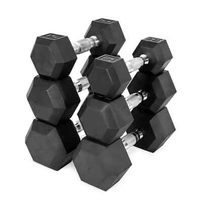 #ad CAP Barbell Rubber Coated Hex 45lb Dumbbells Set of 2 Black Weight Barbell Pairs $159.98