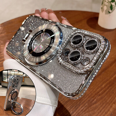#ad For iPhone 15 14 Pro Max 13 12 11 Luxury Glitter Diamond Magsafe Ring Phone Case $5.63