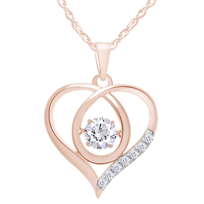 #ad Floating Heart Pendant Necklace 14K Rose Gold Plated Sterling $44.99