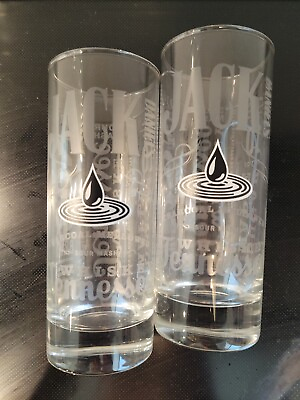 #ad Jack Daniels Set of 2 MyEtched 6” Ht Whiskey Highball Glasses drop by drop $19.99