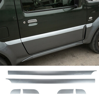 #ad 6PCS Silver ABS Side Door Body Molding Trim Cover Fit For Suzuki Jimny 2007 2017 $99.73