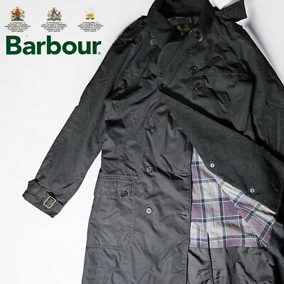 #ad Men size L Barbour Trench Coat Black British Vintage Clothing Original $169.80