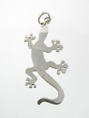 #ad Sterling Silver Lizard Charm Gecko Pendant 925 2 Gram Weight 1.75 Inch Length $32.00