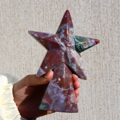 #ad 320g Natural Ocean Jasper Quartz Carved Star tree Skull Crystal Reiki Gem Decor $63.92