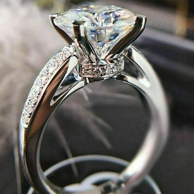#ad 3.5Ct Round Lab Created Diamond Womens Engagement Wedding 14K White Gold FN Ring $115.00