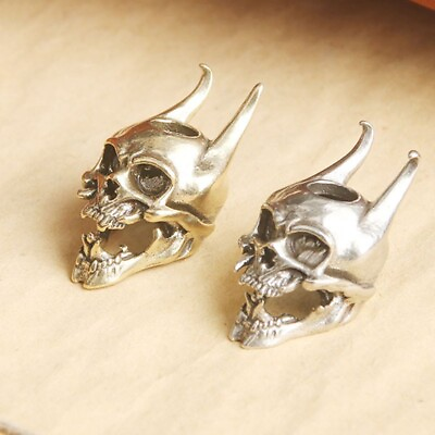 #ad Brass Copper Skull Lanyard Bead Knife Paracord Beads Skull Beads Gift $8.99