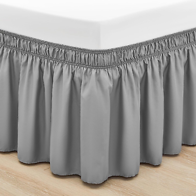 #ad Grey Bed Skirt Queen Size 15 Inch Drop Solid Dust Ruffles Wrinkle and Fade Resis $23.43