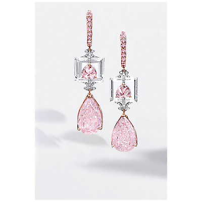 #ad 90Ct Pear Heart Mystic Pink 65MM Long 20MM Width Princess Royal Drop Earrings $349.00