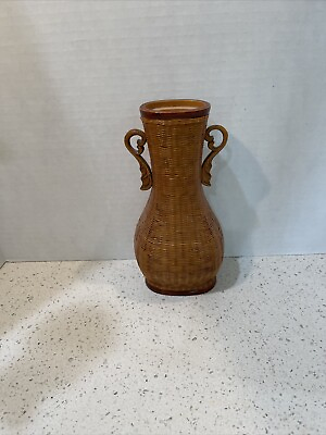 #ad Cool Vintage Wicker Vase $25.00