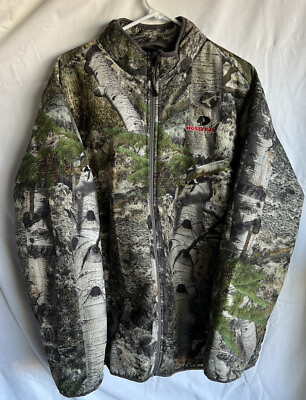 #ad Mossy Oak Mens Hunting Jacket size L Full Zip Mountain Castle Rock Color Camo $19.90
