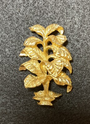#ad Vintage Napier Gold Tone Plant Brooch $25.00