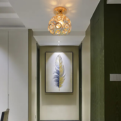 Gold Crystal Chandelier Mini Ceiling Light Modern Lighting Fixture for Hallway $18.99