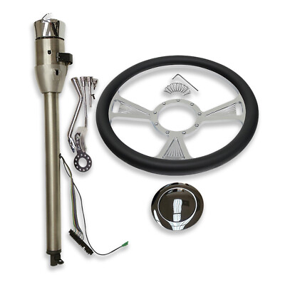 #ad 28quot; Auto Natural Steering Columnamp; 14quot; 9 Holes Chrome Steering Wheelamp; Horn Button $349.99