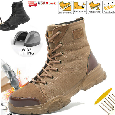 #ad Mens Military boots Work Safety Shoes Steel Toe Bulletproof Boots Indestructible $28.99